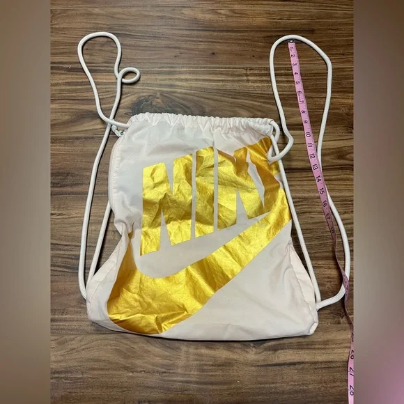 Nike | Bags | Nike Rose Gold Swoosh Thick Rope String Gym Bag | Poshmark